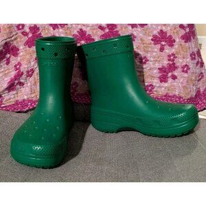 NWOT Crocs Classic Crush Frog GREEN Rain Boots Unisex Men's 7 Women's 9